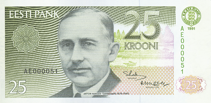 Kas teadsid, et Anton Hansen-Tammsaare oli Eesti krooni 25-l rahatähel?
